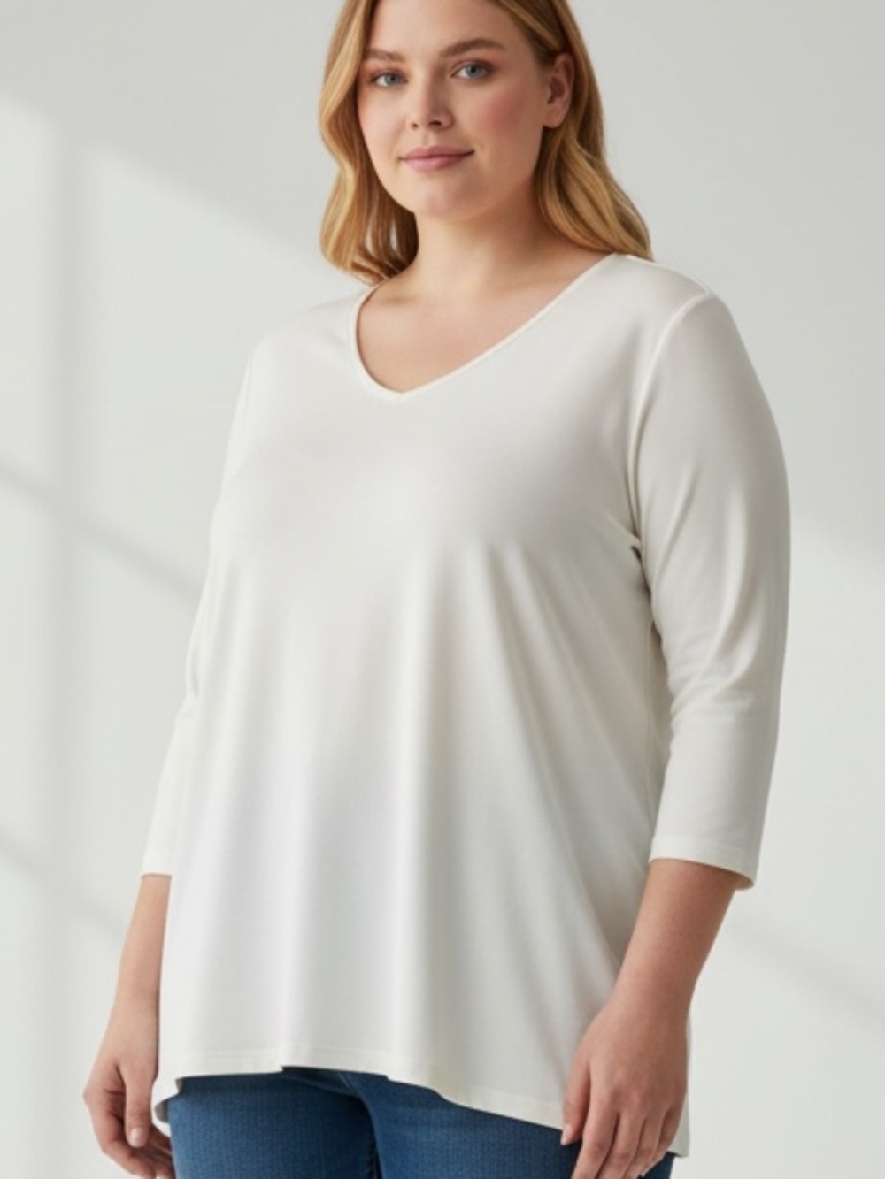 CJ Banks 3/4 sleeve ivory tee shirt. Size 3x